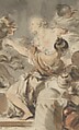 Young Athenian Women Drawing Lots, Jean Honoré Fragonard (French, Grasse 1732–1806 Paris), Brown and gray wash with red, yellow, and blue watercolor over black chalk underdrawing
