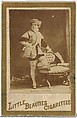 Minnie Palmer (standing beside chair), from the Actresses and Celebrities series (N60, Type 1) promoting Little Beauties Cigarettes for Allen & Ginter brand tobacco products, Allen & Ginter  American, Albumen photograph
