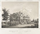 Le Cottage D'Alexandrie près de Péterof, from "Vues pittoresques des palais & jardins impériaux aux environs de St. Petersbourg", J. Meyer, Lithograph printed with light brown tone block