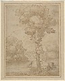 Pastoral Scene, Giovanni Francesco Grimaldi Italian, Brown pen and ink