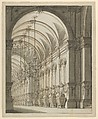 Vaulted Hall with Candelabra, Ferdinando Galli Bibiena (Italian, Bologna 1657–1743 Bologna), Pen, ink, and wash