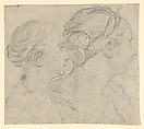 Two heads of women, Pierre Parrocel (French, 1664–1739), Black chalk