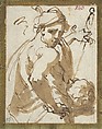 Judith with the Head of Holofernes, Ubaldo Gandolfi  Italian, Pen and brown ink, brush and brown wash