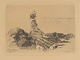 Woman Seated on a Rock, Félix-Hilaire Buhot  French, Etching