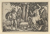 Hercules Killing Nessus, from "The Labors of Hercules", Sebald Beham German, Engraving