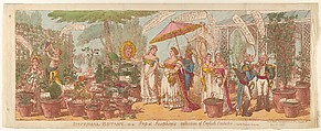 Imperial Botany–or a Peep at Josephine's Collection of Engilsh Exoticks, vide the Champion Jany 30, 1814, Charles Williams  British, Hand-colored etching