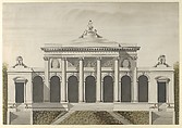 Elevation for the Garden-Front of the Hotel de Brunoy, Faubourg St. Honoré, Paris, Etienne Louis Boullée French, Pen and black ink, brush and gray, green, and rose wash