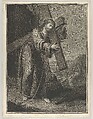 Christ carrying the cross, at right the two thieves on the road to Calvary, two crosses in the background, after Reni (?), John Keyse Sherwin (British, East Dean, Sussex 1751–1790 London), Engraving and etching