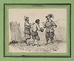 Three men arguing, Victor Adam French, Lithograph
