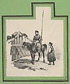 Soldier on a horse with a woman beside him, Victor Adam French, Lithograph