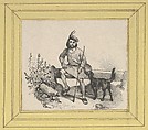 Man sitting with a dog, Victor Adam French, Lithograph