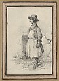 Man wearing an apron and a hat, Victor Adam French, Lithograph