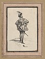 Man with sword and feathered hat, viewed from the back, Victor Adam French, Lithograph
