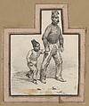Man holding hands with a boy, Victor Adam French, Lithograph