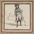 Soldier leaning on his sword, Victor Adam French, Lithograph