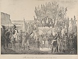 Military Festival at Boulogne with Napoleon Distributing Stars of the Legion of Honor, Victor Adam French, Lithograph