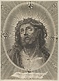 Head of Christ looking up with crown of thorns, in an oval frame, after Reni, Adrian van Melar Flemish, Engraving