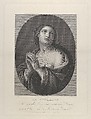 Female personification of Hope looking up with hands held together and left shoulder exposed, in an oval frame, after Reni, Giovanni Buonafede  Italian, Engraving