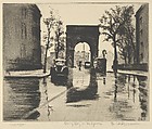 Rainy Day on the Square, Elias Mandel Grossman  American, Drypoint