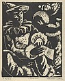 Clowns, Russell Davis Green American, Woodcut