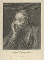 An old bearded man resting his head on his right hand and looking upwards to the left, after Reni, Domenico Cunego  Italian, Engraving