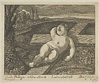 The Christ Child sleeping on a cross in a landscape, after Reni, Johann Gottfried Bartsch German, Engraving