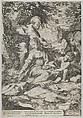 The Rest on the Return from Egypt, Cornelis Cort Netherlandish, Engraving