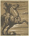 Leaping Horseman (Marcus Curtius), Nicolò Boldrini  Italian, Chiaroscuro woodcut from two blocks in brown