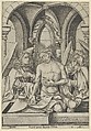Christ as the Man of Sorrows Between Two Angels, Israhel van Meckenem German, Engraving