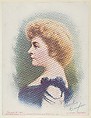 Amelia Brigham in A Modern Magdalen, from the Actresses series (T1), distributed by the American Tobacco Co. to promote Turkish Trophies Cigarettes, Frederick Moladore Spiegle American, Commercial color lithograph