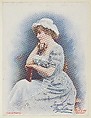 Alice of Old Vincennes, from the Actresses series (T1), distributed by the American Tobacco Co. to promote Turkish Trophies Cigarettes, Frederick Moladore Spiegle American, Commercial color lithograph