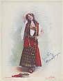 Hilda Spong as Esmerelda in The Hunchback of Notre Dame, from the Actresses series (T1), distributed by the American Tobacco Co. to promote Turkish Trophies Cigarettes, Frederick Moladore Spiegle American, Commercial color lithograph