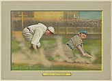 Out at Third, from Turkey Red Cabinets (T3), American Tobacco Company, Chromolithograph with hand-coloring