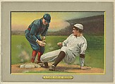 A Close Play at Second, from Turkey Red Cabinets (T3), American Tobacco Company, Chromolithograph with hand-coloring
