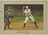 John Tortes "Chief" Myers at Bat, Catcher, New York Giants (National League), from Turkey Red Cabinets (T3), American Tobacco Company, Chromolithograph with hand-coloring