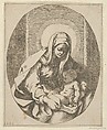 The Virgin holding the infant Christ on her lap, an oval composition, after Reni, Guido Reni  Italian, Etching