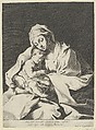 The Virgin holding the infant Christ on her lap, after Reni, Anonymous, 17th century, Engraving