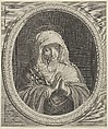 The Virgin in prayer in an oval frame, after Reni, Anonymous, Engraving