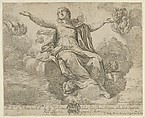 The Assumption of the Virgin, who is seated in the clouds with arms outstretched, angels surrounding her, Fra Antonio Lorenzini  Italian, Etching