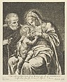 The Virgin nursing the infant Christ, Joseph at left, after Reni, Anonymous, Engraving