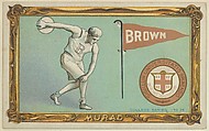 Brown University, version one, part of the College Series cabinet cards (T6), Murad Cigarettes, Chromolithograph with hand-coloring