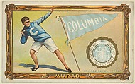 Columbia, version one, part of the College Series cabinet cards (T6), Murad Cigarettes, Chromolithograph with hand-coloring