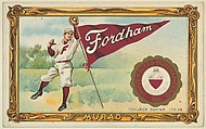 Fordham University, version one, part of the College Series cabinet cards (T6), Murad Cigarettes, Chromolithograph with hand-coloring
