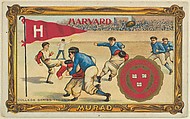 Harvard, version one, part of the College Series cabinet cards (T6), Murad Cigarettes, Chromolithograph with hand-coloring