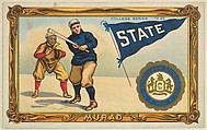 Pennsylvania State College, version one, part of the College Series cabinet cards (T6), Murad Cigarettes, Chromolithograph with hand-coloring