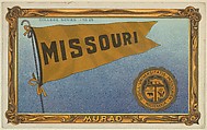 University of Missouri, version one, part of the College Series cabinet cards (T6), Murad Cigarettes, Chromolithograph with hand-coloring