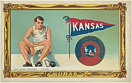 University of Kansas, version two, part of the College Series cabinet cards (T6), Murad Cigarettes, Chromolithograph with hand-coloring