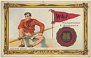 Washington and Jefferson, version two, part of the College Series cabinet cards (T6), Murad Cigarettes, Chromolithograph with hand-coloring