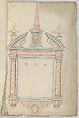 Portfolio with drawings and prints of tombs and epitaphs, Anonymous, Flemish, Pen and brown ink, black chalk, brush and brown and gray wash