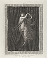 A bacchante, a garland on her head, and playing cymbals, set against a black background inside a rectangular frame, Aloysio Cunego (Italian, Verona 1757–1823 Rome), Engraving